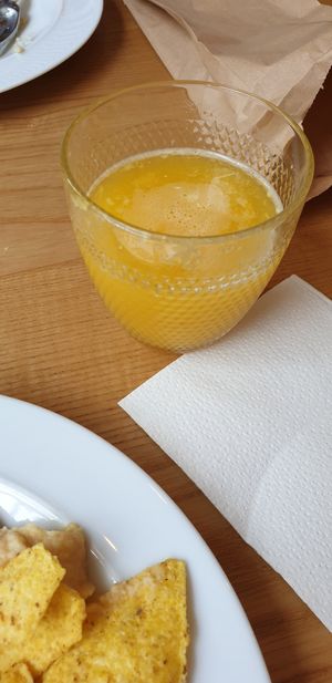 Fresh orange and pineapple juice at DaTerra - Parque das Nações in Lisbon