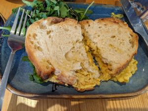 Chickpeas on ciabatta at MerseyMade in Liverpool