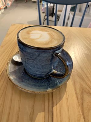 Salted caramel oat milk latte  at MerseyMade in Liverpool