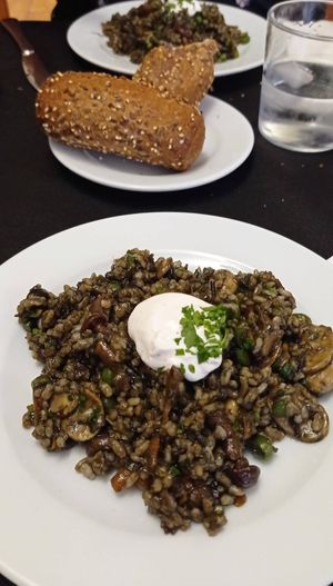 Arroz negro at L'Encant Vegetaria in Barcelona