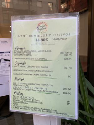 Set menu  at L'Encant Vegetaria in Barcelona