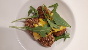 Croquetes de carbassa i moniato at L'Encant Vegetaria in Barcelona