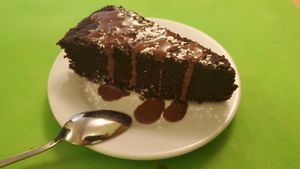 This was so spongy and yummy. Almost tasted like they're was a hint of orange in there. at L'Encant Vegetaria in Barcelona