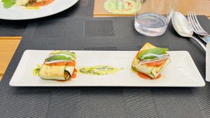 Ravioli de calabacín  at L'Encant Vegetaria in Barcelona