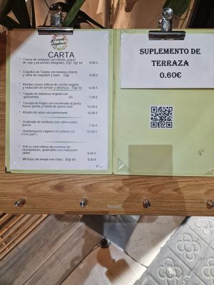 Menu at L'Encant Vegetaria in Barcelona