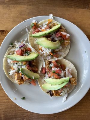 Tasty Buffalo chick’n tacos!  at The Point in Bend