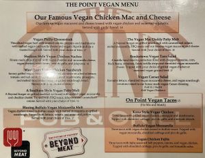 Vegan menu  at The Point in Bend