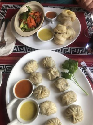 Momos and veggies with traditional Tibetian bread  at Karma in Nancy