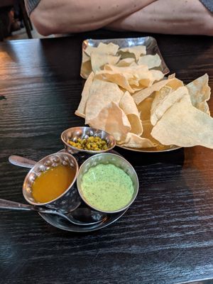 Poppadoms at Bhaji Pala in Gatley