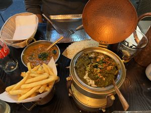 Black eyed bean curry (left) and Bhaji Pala special (right)  at Bhaji Pala in Gatley