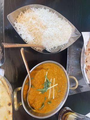Dudhi kofta and steamed rice   at Bhaji Pala in Gatley