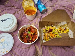 picnic in the park at Bhaji Pala in Gatley