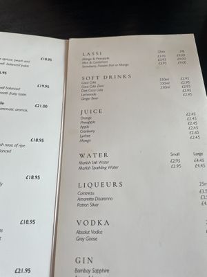 Drinks menu  at Bhaji Pala in Gatley