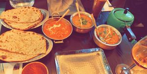 Feast of main curries and parathas. 👌🏻 at Bhaji Pala in Gatley