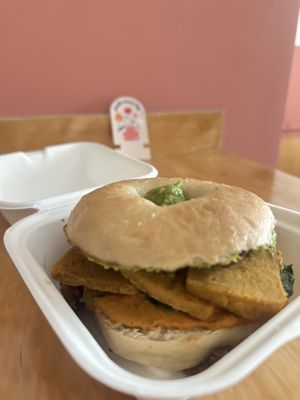 The breakfast bagel 🥯 fills you up for hours  at Mora Mora - Condesa in Mexico City