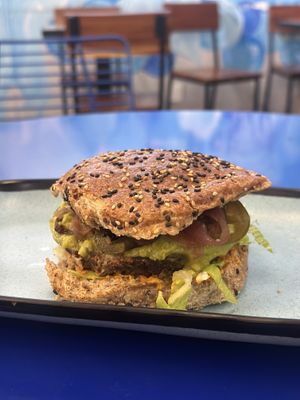 Burger - on the healthy sidee  at Mora Mora - Condesa in Mexico City