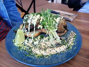 Mushroom and Walnut Mince on sourdough at Plant Based Eatz in Gold Coast