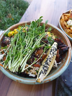 Thai chicken salad at Plant Based Eatz in Gold Coast
