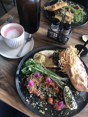 Mushroom Medley and Beetroot Latte at Plant Based Eatz in Gold Coast