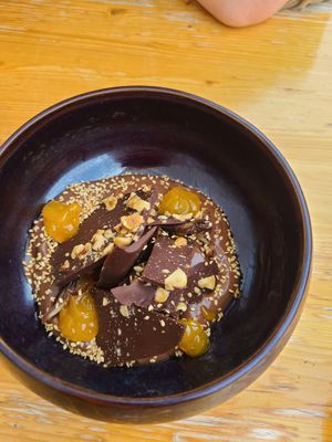 sesame chocolate hazelnut mousse (for dessert) at Archway Verdun in Montreal