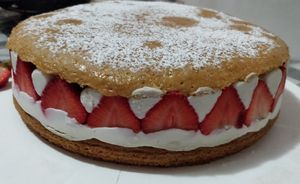 Beautiful strawberry cake at Epicerie Muscade in Montreal