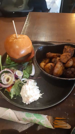 Plant based burger - said all vegan but I'm suspicious about the salad dressing at Wholesome Kitchen in Mullingar