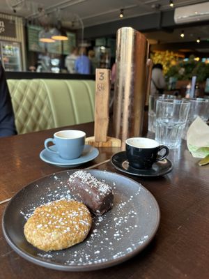 Bounty and peanut butter and oat cookie with espressos  at Wholesome Kitchen in Mullingar