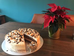 Peanut butter cake! I’d never tried it before but was pleasantly surprised at how very yummy it was!! at Fräulein Grün in Garmisch Partenkirchen