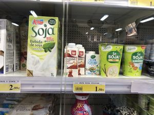 Soy milk and yogurt  at Unide Supermercado in El Hierro