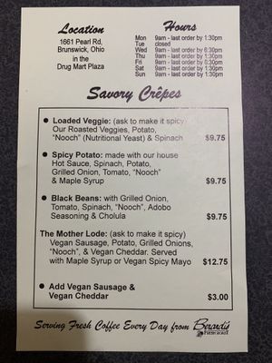 Savory vegan options  at Kelly's Cafe in Brunswick