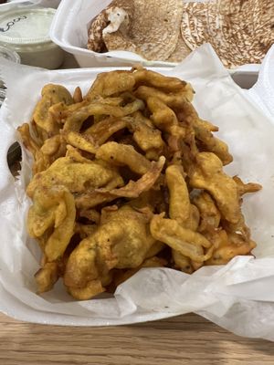 Onion bhaji. Okay but tasted kind of dry  at Bollywood Grill in Milwaukee