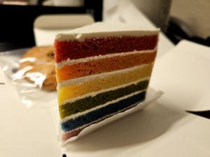 The famous rainbow cake at Shochiku-en in Tokyo