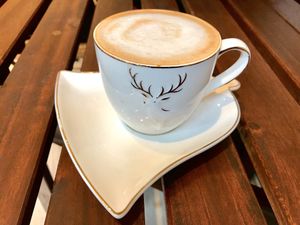 coffee with oat milk at Shochiku-en in Tokyo