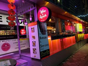 Restaurant front at entrance at Wah Wah Burger in Kuta