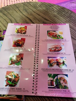 Vegan menu at Wah Wah Burger in Kuta