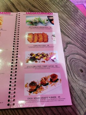 Vegan menu at Wah Wah Burger in Kuta