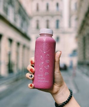 Red smoothie  at Lion's Locker in Budapest