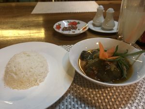 Braised eggplant and rice (2,500MMK) - so tender! at Great One in Nyaung-u