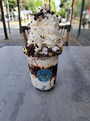 Banana. Comes with chocolate syrup and cookies. at So Bing - Bograshov in Tel Aviv