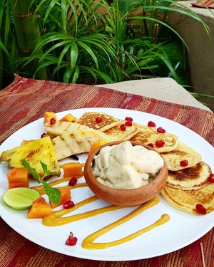 Dairy free pancakes with banana nicecream  at The Native in Weligama