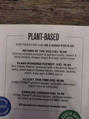 Plant-based menu as of December 2014 at BrewDog - Outpost in Dublin