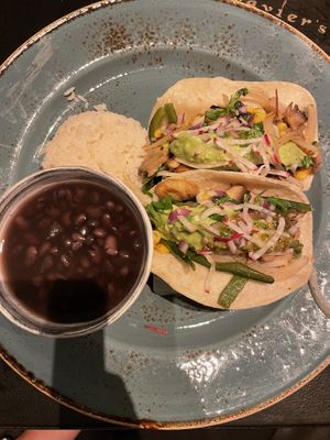Vegan mushroom tacos   at Javier's in San Diego