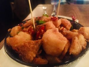 "popcorn" fried mushrooms with orange glaze at Mofu Shoppe in Raleigh