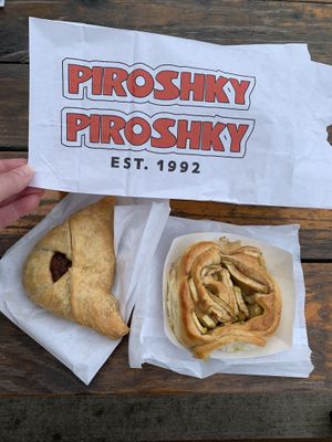 Delicious vegan and vegetarian pies  at Piroshky Piroshky - 4th Ave in Seattle