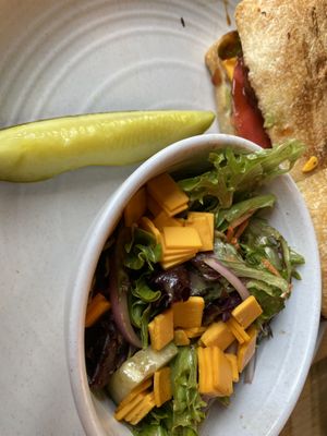 Same dish but with side salad and yes that’s vegan cheese!   at Pressed Cafe in Newton