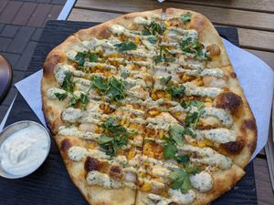 Street Corn pizza (June 2021) at Virtuous Pie in Victoria
