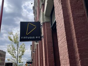 Outdoor sign   at Virtuous Pie in Victoria