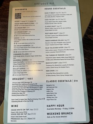 Menu   at Virtuous Pie in Victoria