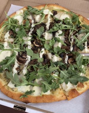 Mushroom pizza  at Virtuous Pie in Victoria