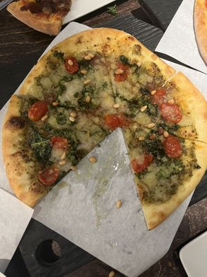 Ultraviolet pizza (one piece already eaten 🥰  at Virtuous Pie in Victoria